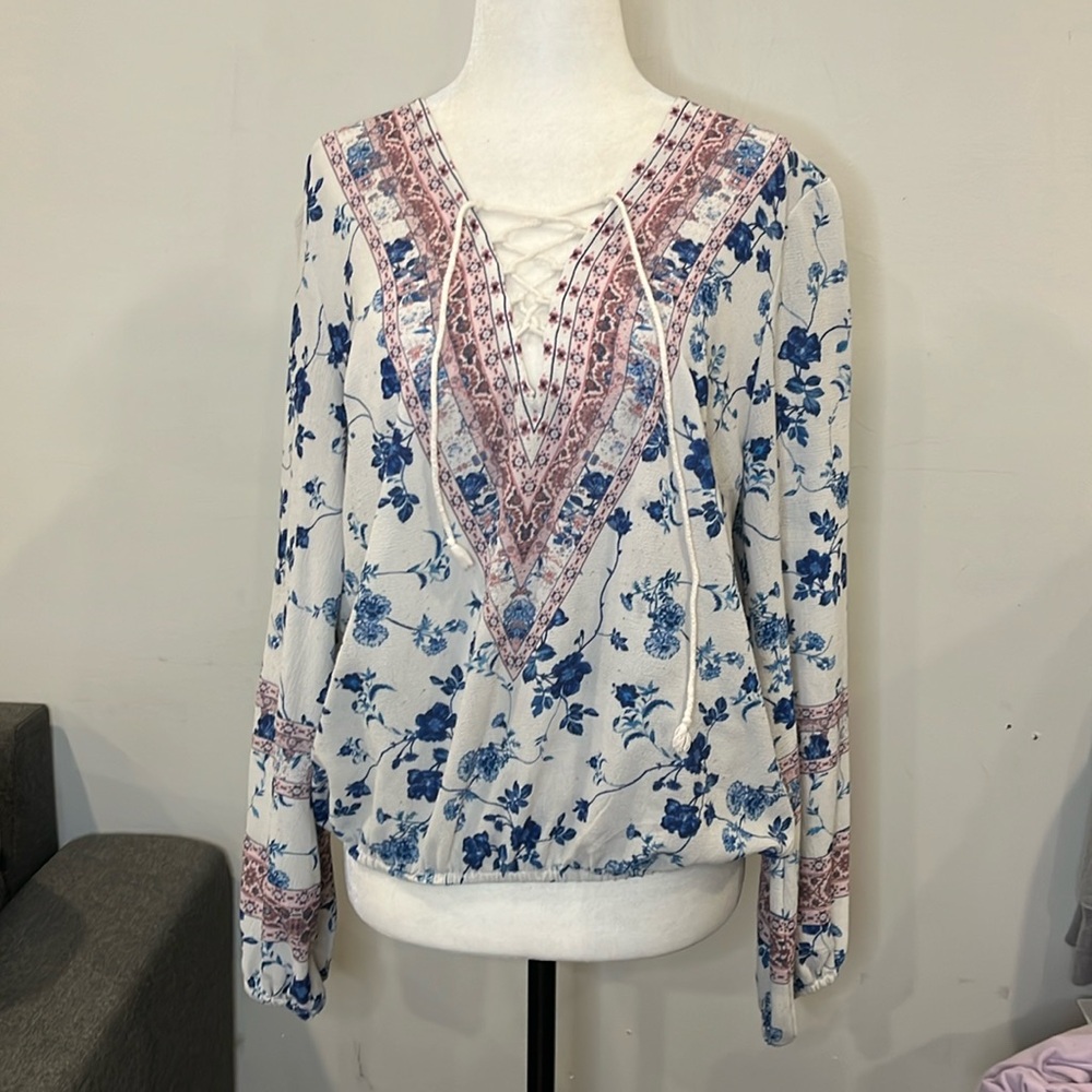 Studio by YDE Boho Lace Up Blouse